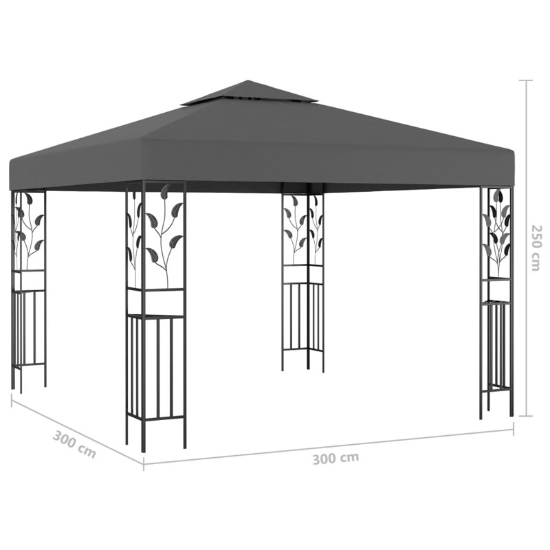 Hovig 3m x 3m Steel Patio Gazebo, Anthracite