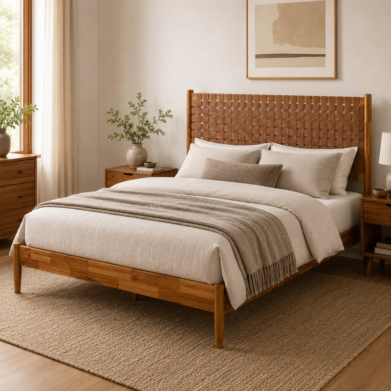 Grand lit plateforme Zeigler, Caramel