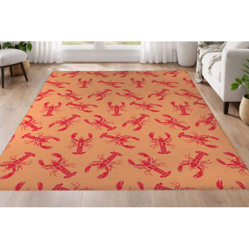 Tapis ultra-mince à profil bas Lobster, Orange, Rectangulaire 8 pi x 10 pi