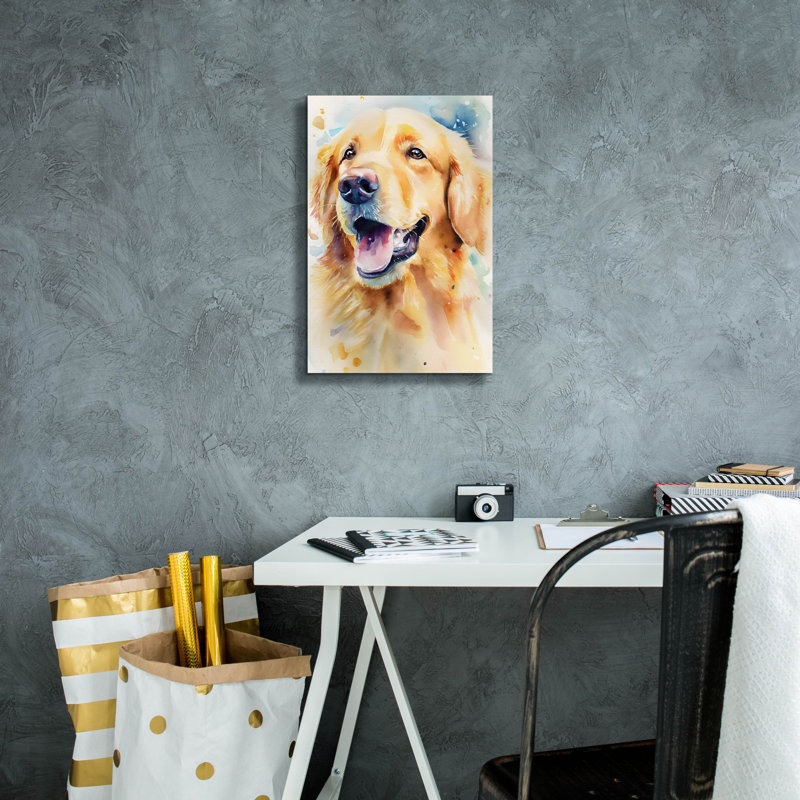 "Golden Retriever" par Petals Prints Design, H 18 po x l 12 po x P 0,75 po