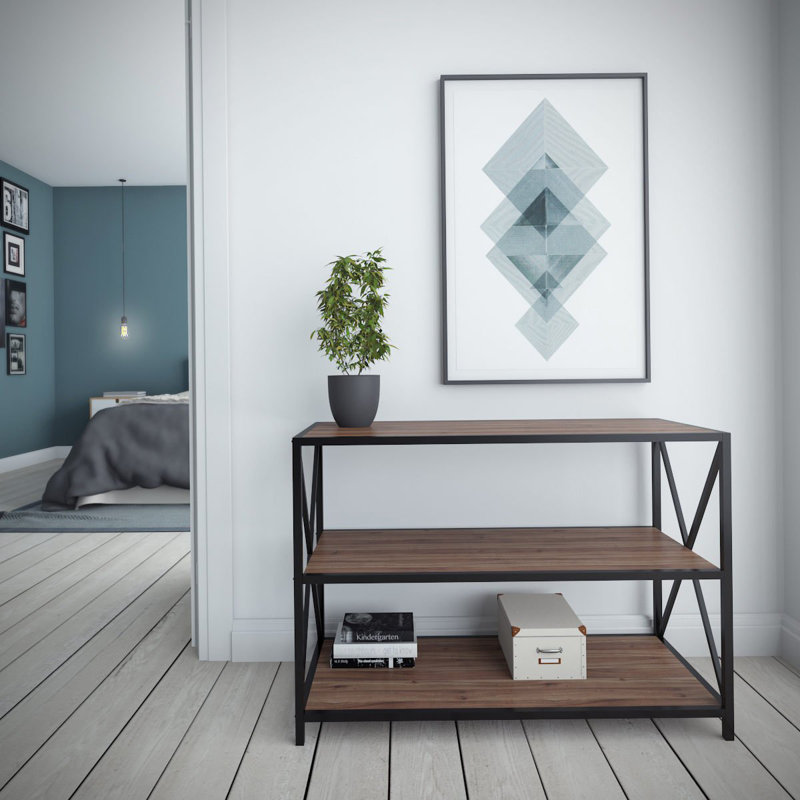 Modern Industrial Sideboard, Walnut & Black, 37.0 x 15.7 x 25.6 inches | 100% Melamine Coated Particle Board & Metal Frame | Stylish Storage Solution for Living Room, Dining Room & Office | Durable & Elegant Design