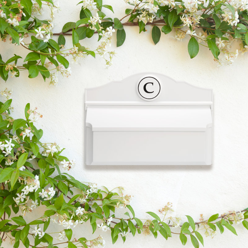 Colonial Wall Mounted Mailbox, Yes, White/Black
