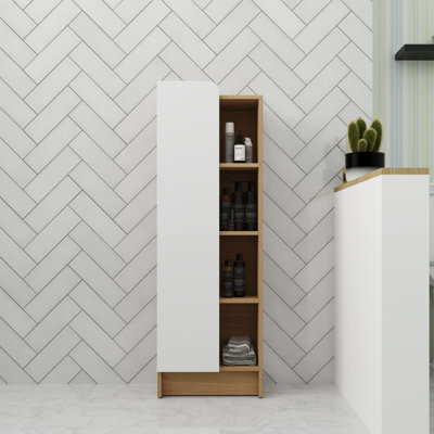 Rangement de salle de bain autoportant 16 po avec 1 porte Solf et 5 tablettes