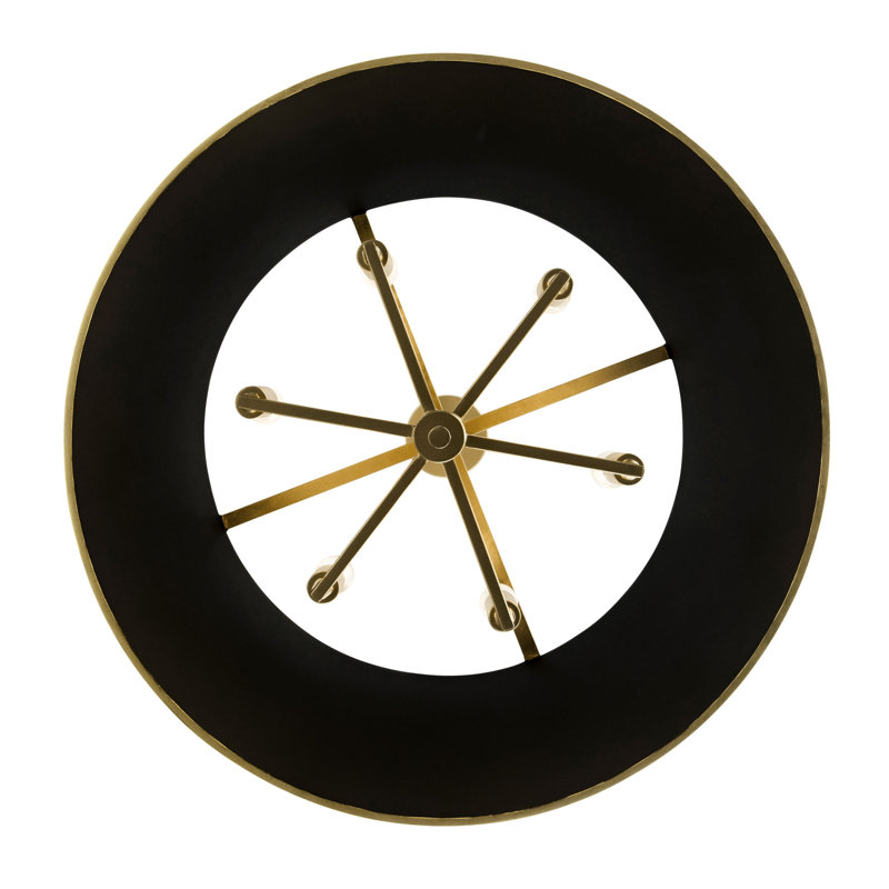 Luminaire suspendu 6 lumières Coco, Noir mat / or français, Noir mat