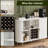 55" Mid-Century Modern Wine Bar Cabinet with LED Lights, Wine Rack & Glass Holder-128973402