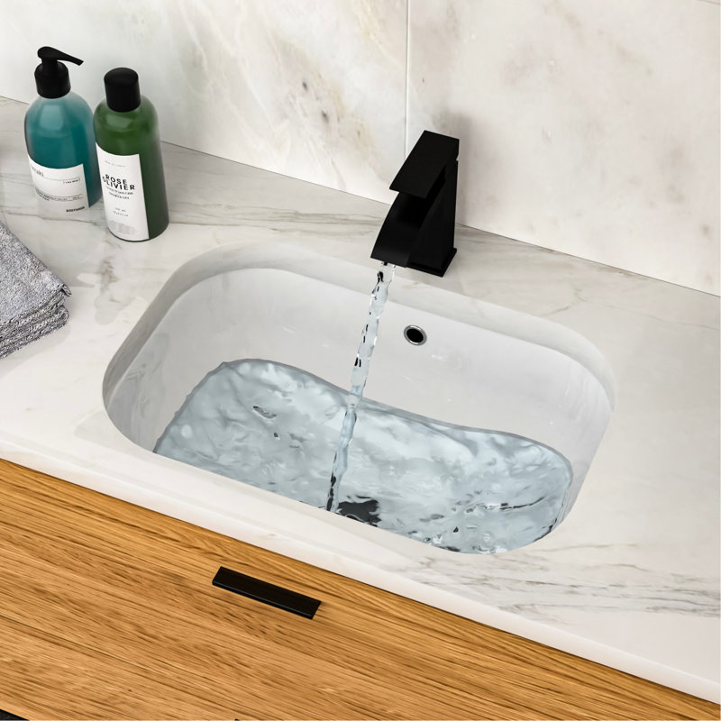 Évier rectangulaire en céramique blanche encastrable 19,35 lb 22 po x 15 po 8,3 po, finition acide