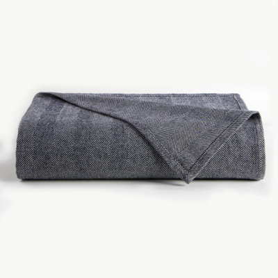 Herringbone Blanket  White/Navy King