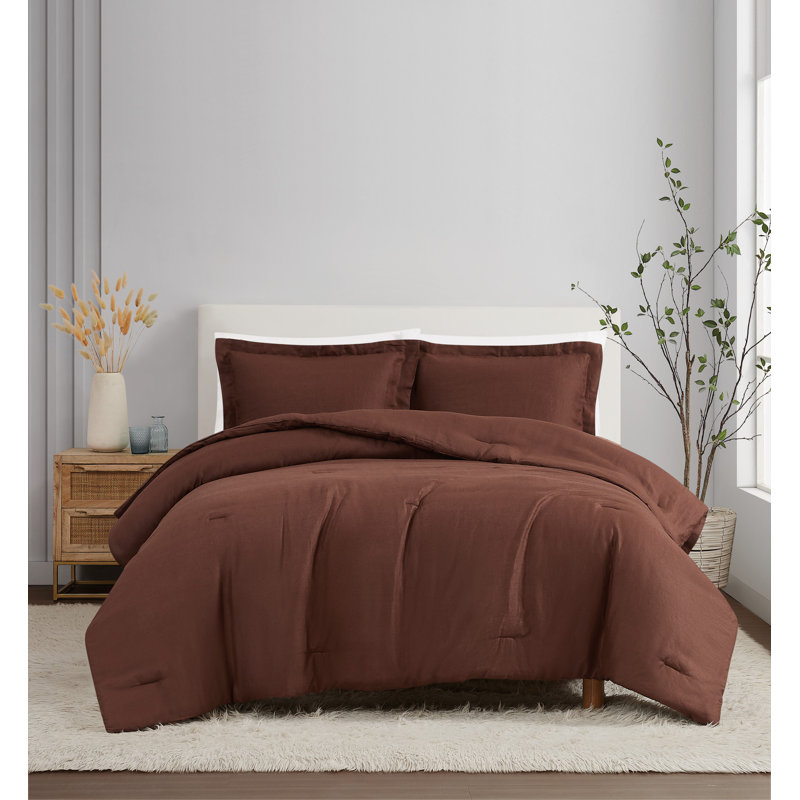 Nena Bedding, 1 édredon de très grande taille et 2 taies déco, Brun
