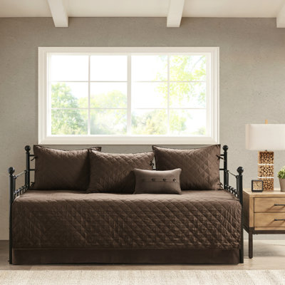 Literie pour lit de jour simple - brun, faux suède, charme rustique
