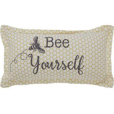 Buzzy Bees Geometric Cotton Reversible Throw Pillow
