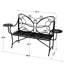 Banc de jardin en métal à dossier papillon avec tables d'appoint intégrées Whimsical - Banc d'extérieur pour 2 personnes-732584331