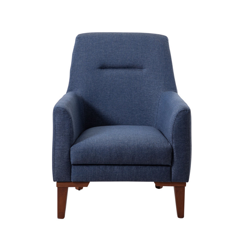 Sky 70cm Wide Tufted Polyester Side Chair, Navy Blue, Brown Wood