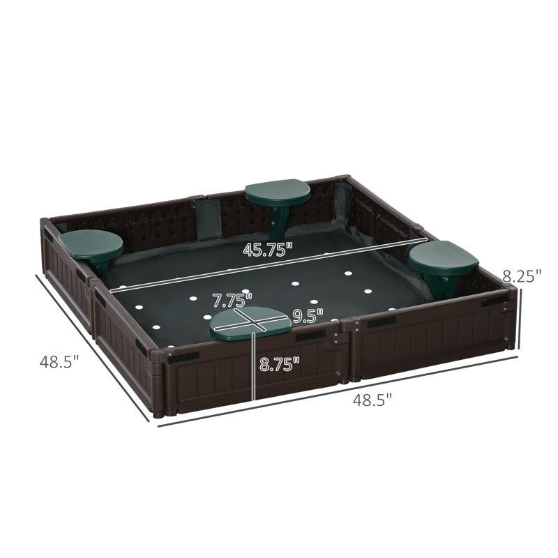 Outsunny Plastic Round Sandbox with Cover, 3.8' x 4'