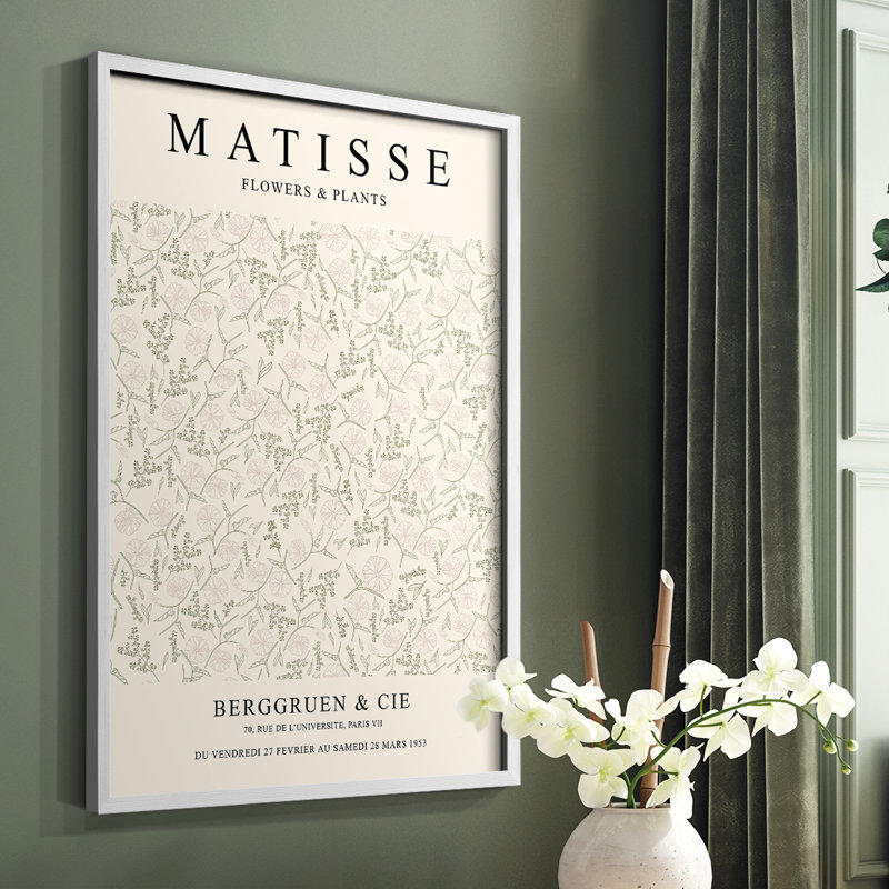 Matisse CCIV, reproduction encadrée - bois massif, Blanc, H 20 po x l 16 po