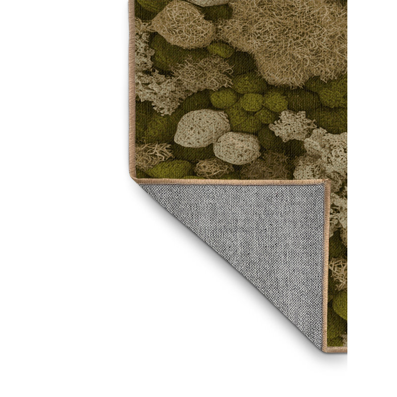 Tapis botanique brun lavable à la machine, Rond 4 pi