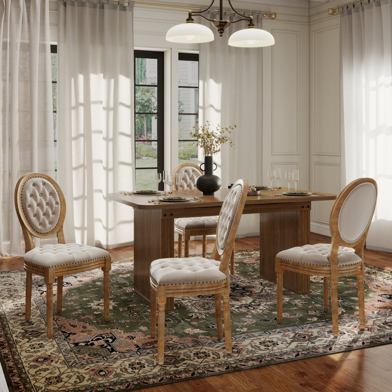 Ensemble de salle à manger Mid-Century, Beige, 5 pièces: table, 4 chaises