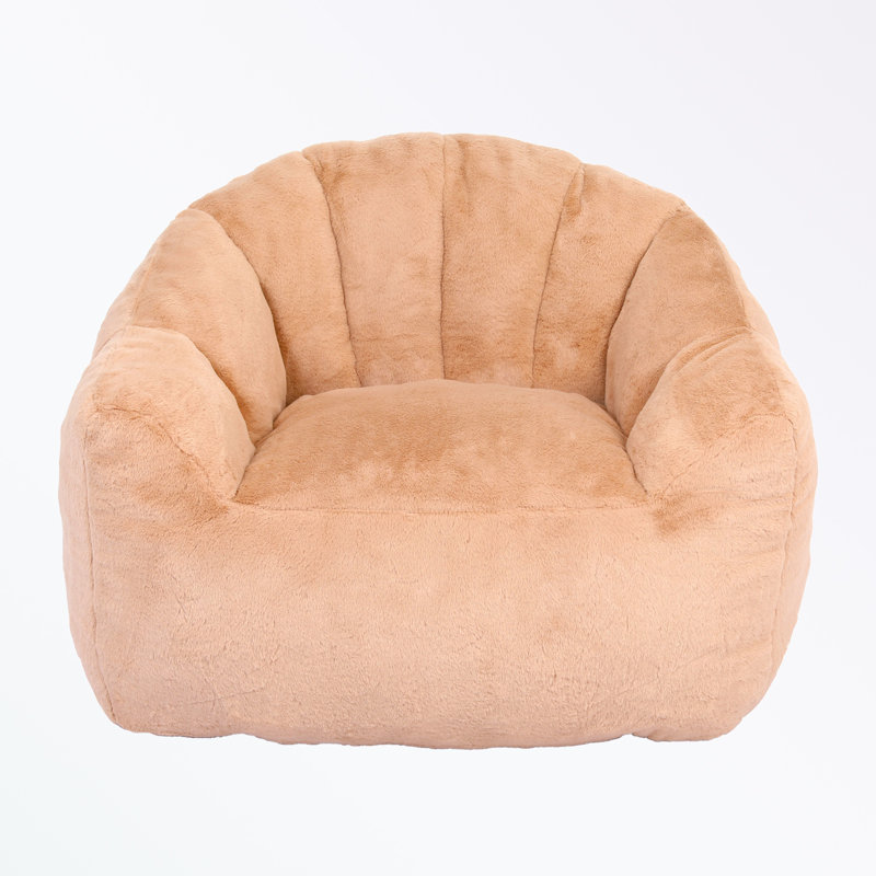 Accent Chair with Armrests and soft cushion, Brown Faux Fur