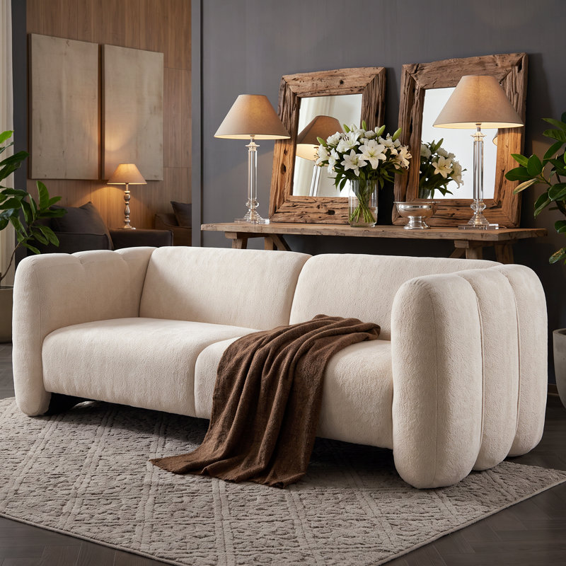 Keanu Boucle Upholstered 3-Seater Sofa, Beige