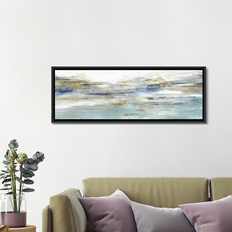 «Once a Clear III» par Isabelle Z - impression d'art graphique panoramique, H 16 po x l 48 po x 1,5 po, Toile avec cadre noir