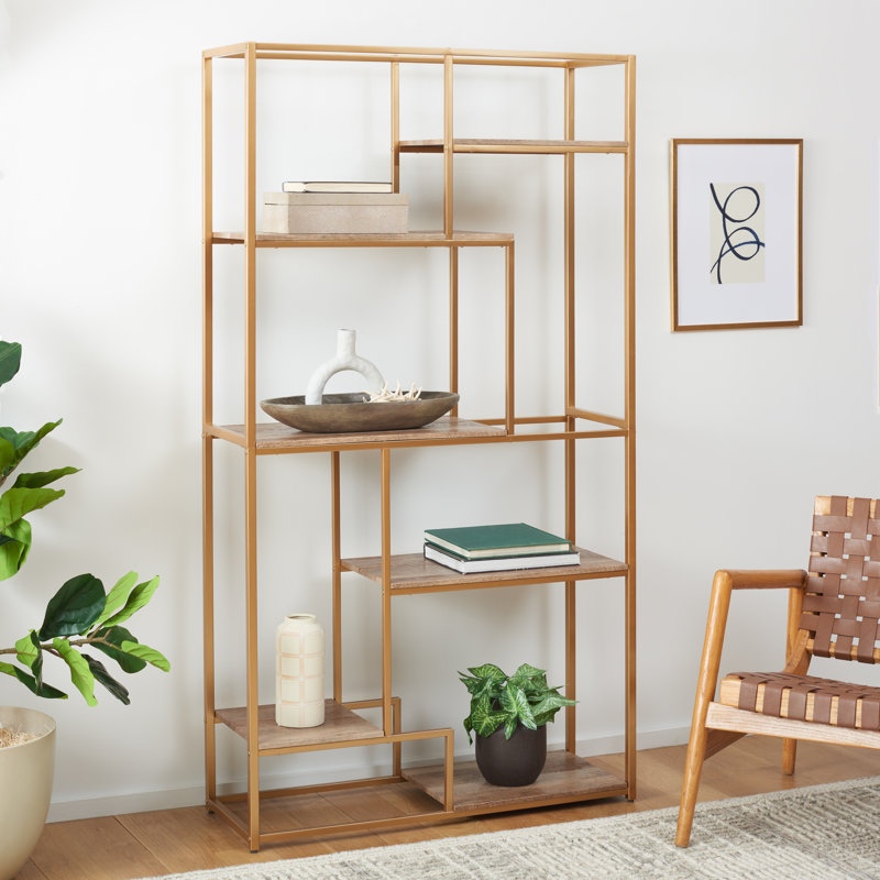 Étagère à livres en fer H 70,3 "x l 38" Keiden, Or