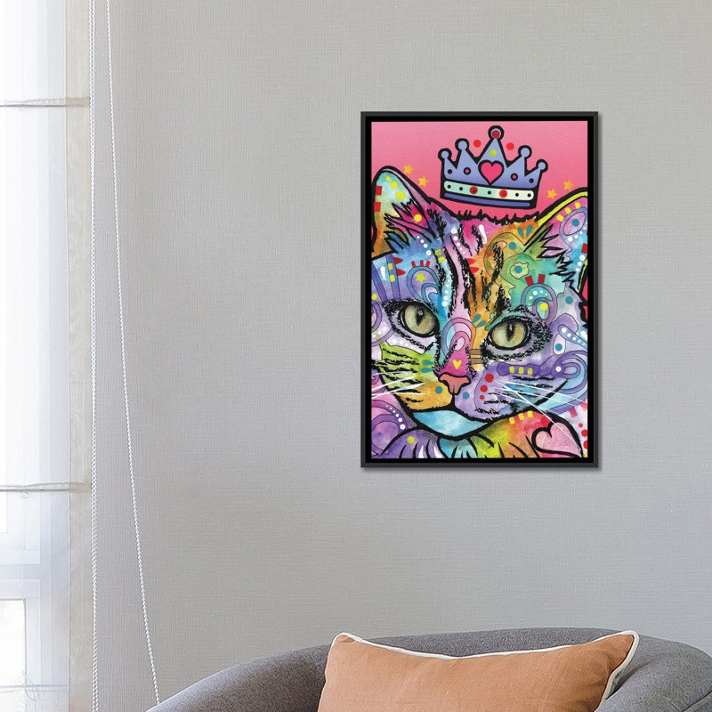«Love Cat», impression sur toile, H 26 po x l 18 po x P 1,5 po, Toile avec cadre noir, Pas de tapis