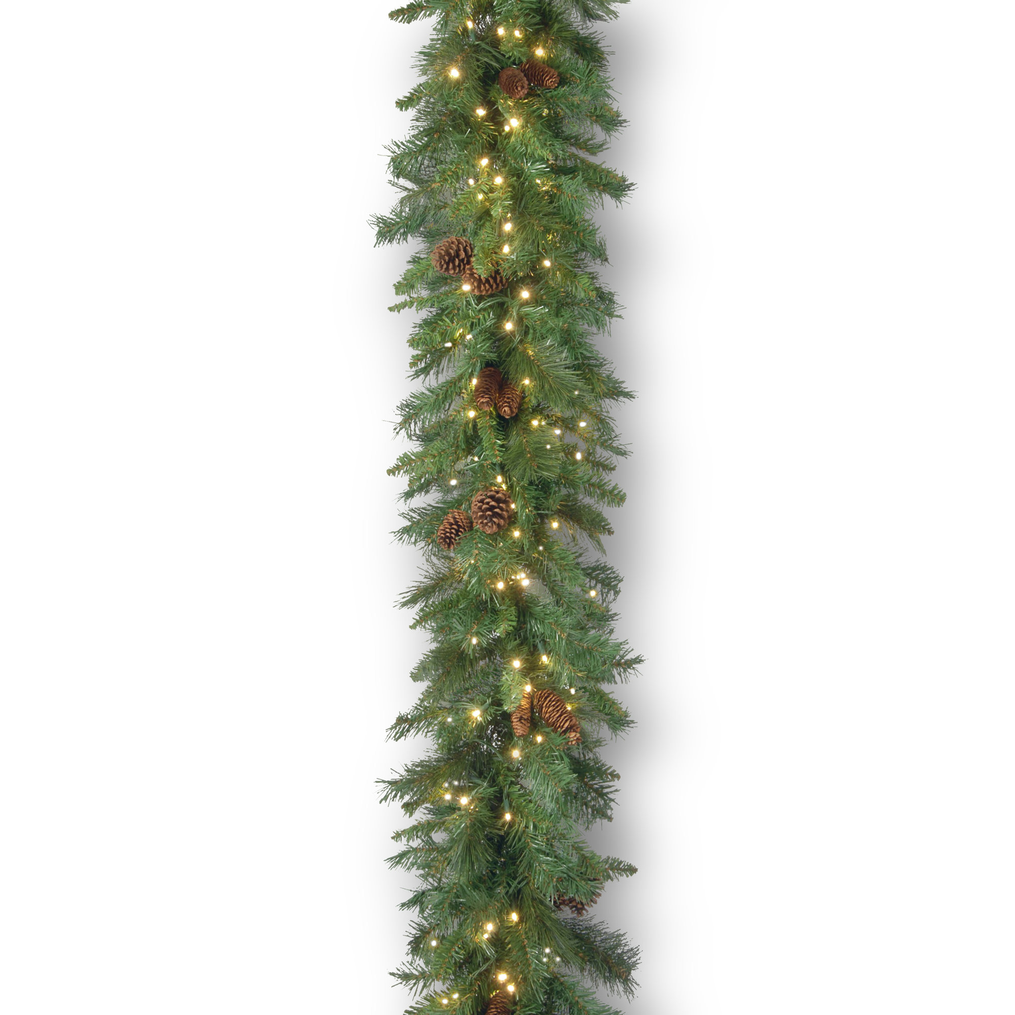The Holiday Aisle® 9 ft. Garwood Spruce Garland with Warm White LED Lights