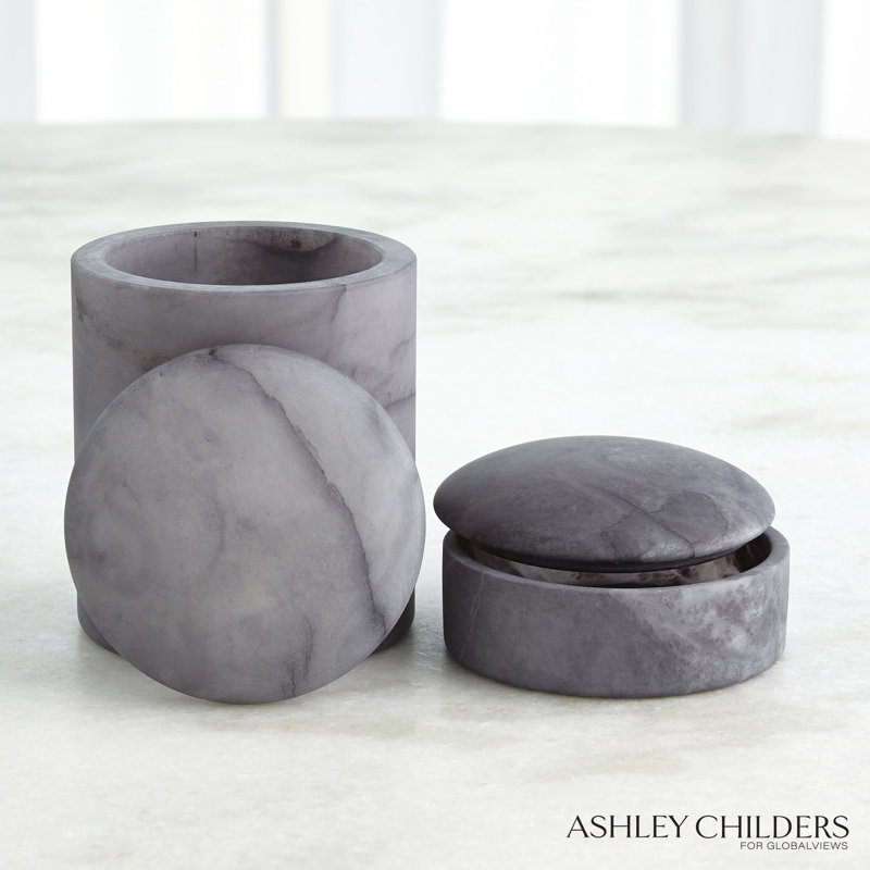 Gala Alabaster Canister-Tall, Gray