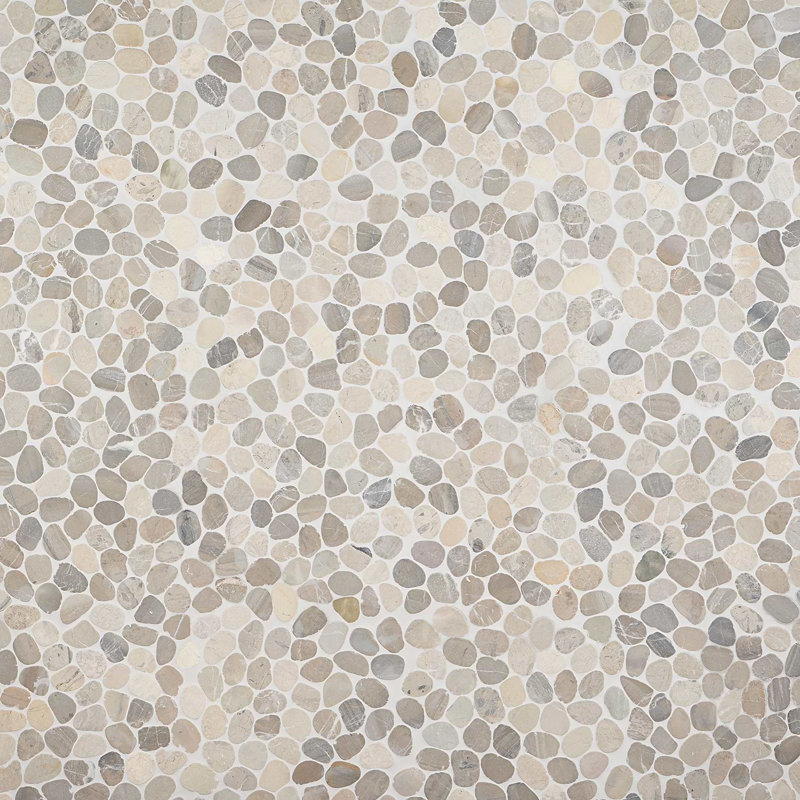 Nature Round Lovina Pebble Mosaic Tile, Pram Gray