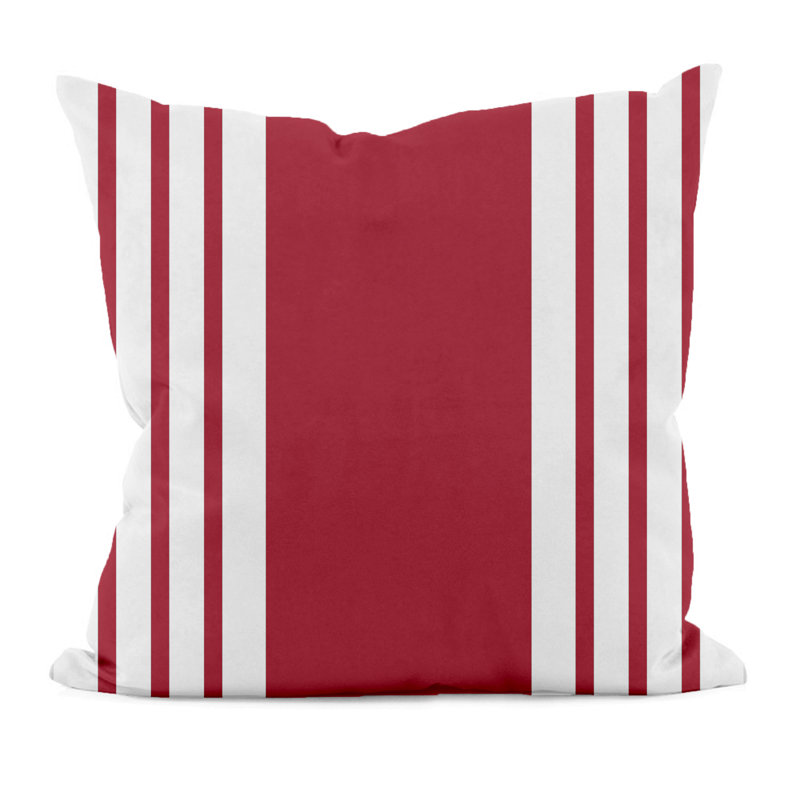 Striped Reversible Throw Pillow, Red, 16" H x 16" W