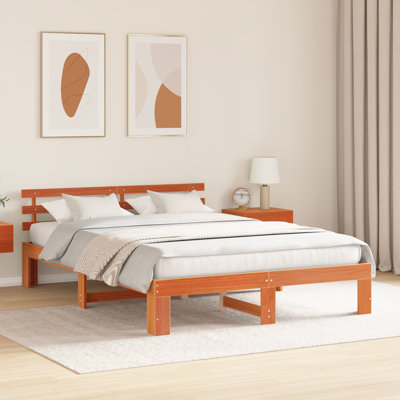 Bed Frame with Headboard Solid Pine Wood