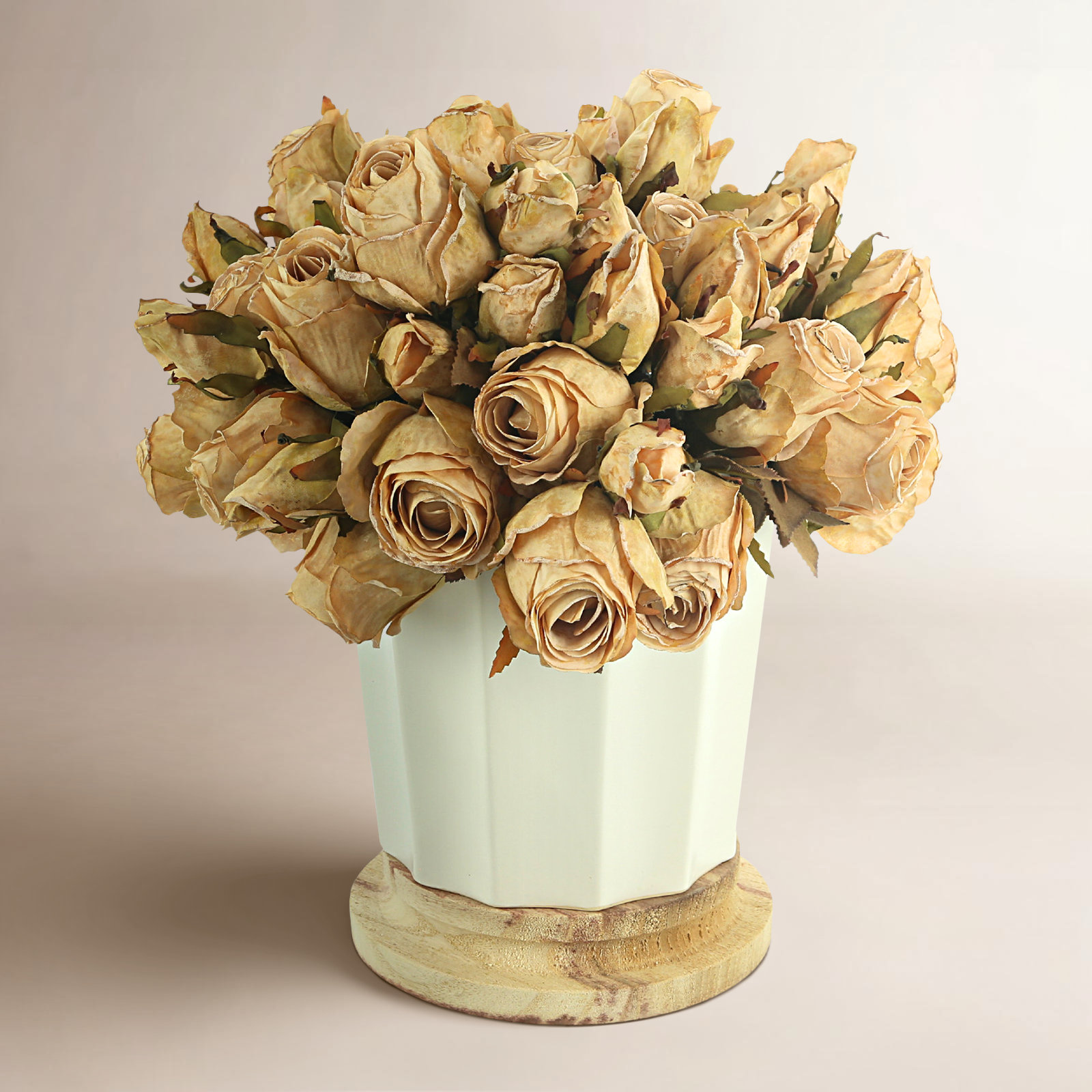 Polysilk Rose Arrangement in Pot, Brown