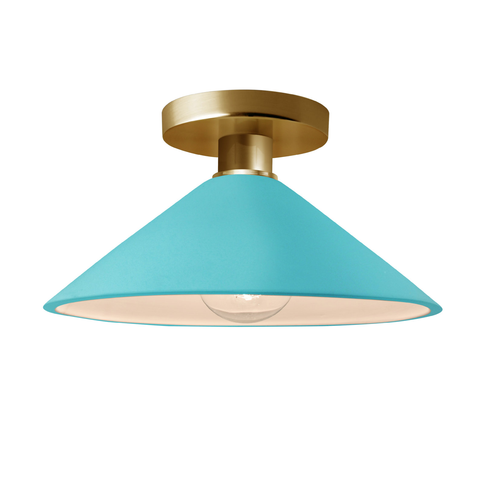 Single Light Ceramic Semi Flush Mount, Reflecting Pool, Polished Brass, Incandescent (Not Included)