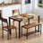 Pickell 4-Person Dining Table Set, 2 Chairs With Backrest,2-Person Bench With Storage Rack-1782382018