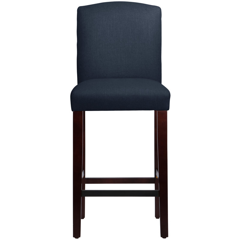 Tabouret de bar et de comptoir April, Tabouret de bar (siège d'une hauteur de 31 po), Lin bleu marine classique, Espresso