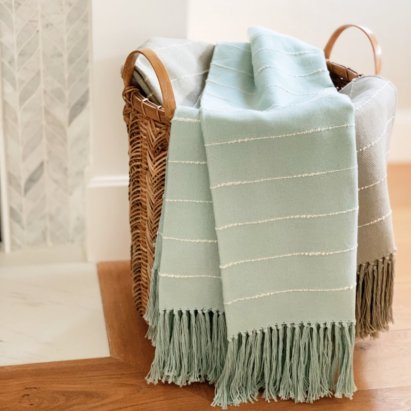 Pampa Hand Woven Throw Blanket, Seafoam