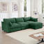 Canapé modulaire en L à 3 places avec repose-pieds mobile, assise large et profonde, vert chenille-1395197273-1395197272