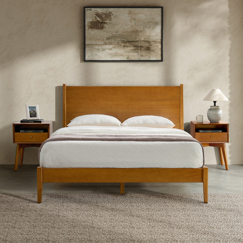 Boneva Mid-Century Modern 3-Piece Bedroom Set, Acorn, Queen