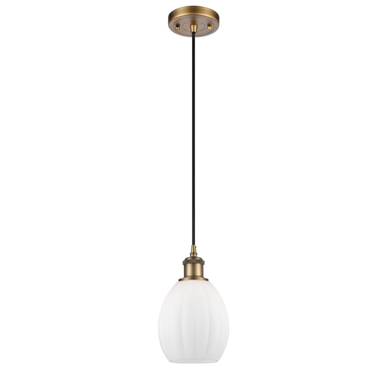 Luminaire suspendu sphérique 1 lumière Flomaton, Ampoule non incluse, Blanc mat, Laiton brossé