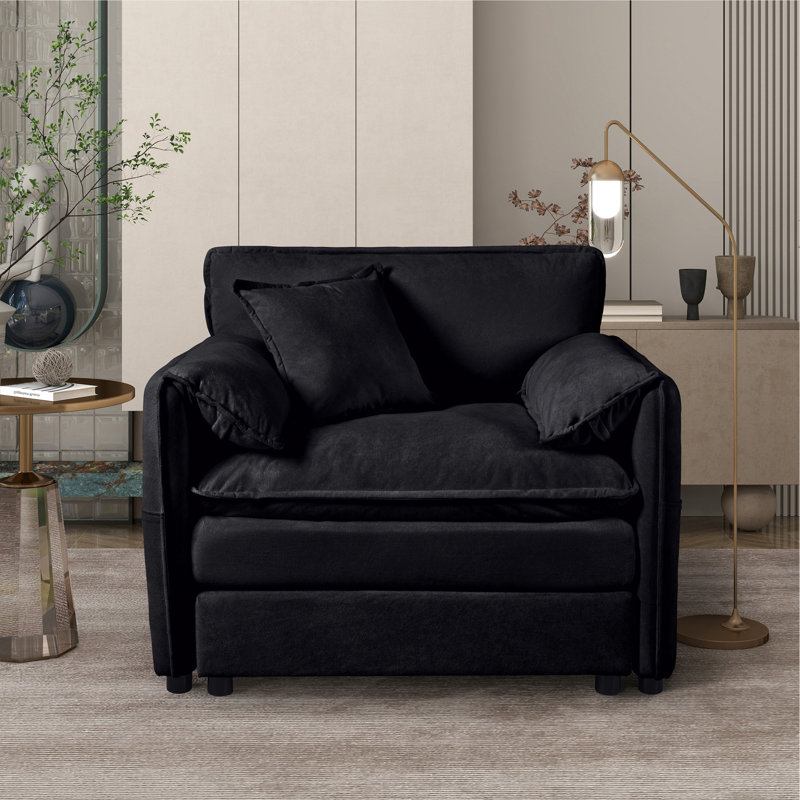 Oversized 41.73" Sofa Chair, Modern Upholstered Armchair With 1 Toss Pillow, Modular Sectional Sofa For Living Room, Deep Seat Reading Sofa For Bedroom Apartment, DIY Combination Chenille