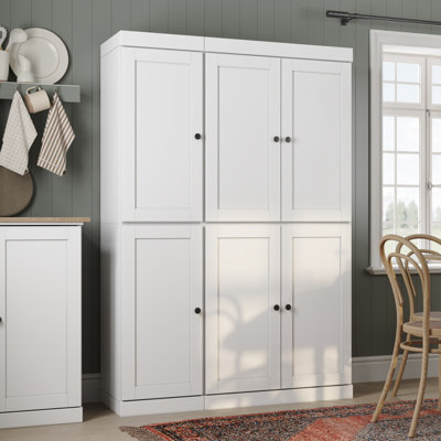 100% Solid Wood 48.5" Pantry Cabinet with Shaker Doors, 2-Drawers and Adjustable Shelves