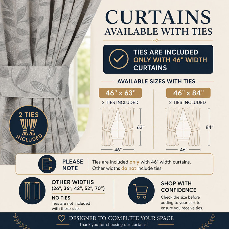 Finklea 100% Polyester Floral Room Darkening Grommet Curtain Panels, Ivoire ivoire, l 46 po x L 63 po
