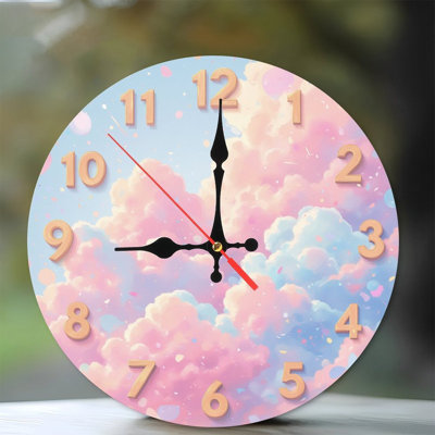 Horloge chiffres nuages pastel