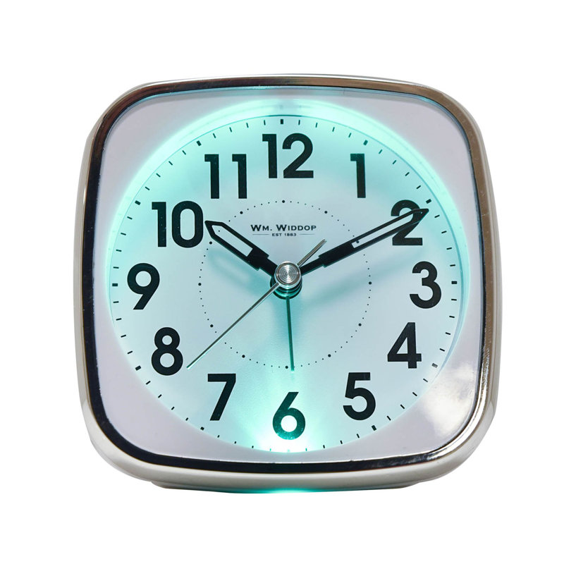 Analogue Quartz Movement / Crystal Alarm Tabletop Clock, White