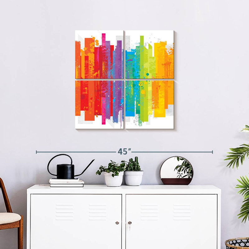 Kirara Grunge Abstract Rainbow, 26" H x 26" W