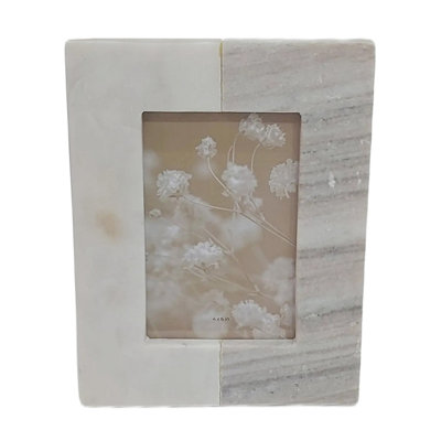 Sagebrook Home 4X6 2-Tone Marble Photo Frame, Ivory/Beige