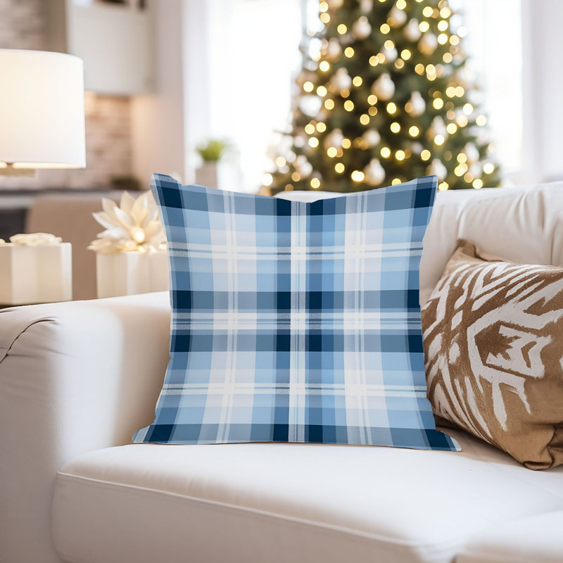 Blue Winter Plaid II Modern, 16" H x 16" W