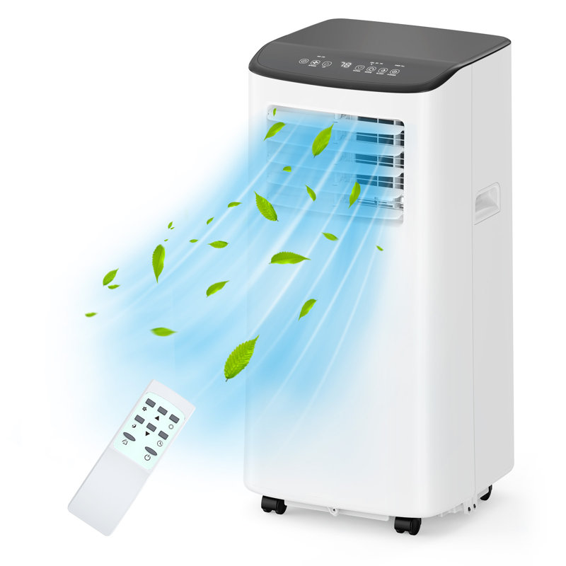 Climatiseur portatif 3 en 1 8 000 BTU refroidissant 350 pieds carrés, télécommande, mode veille, minuterie 24H, ventilateur déshumidificateur, auto-évaporation