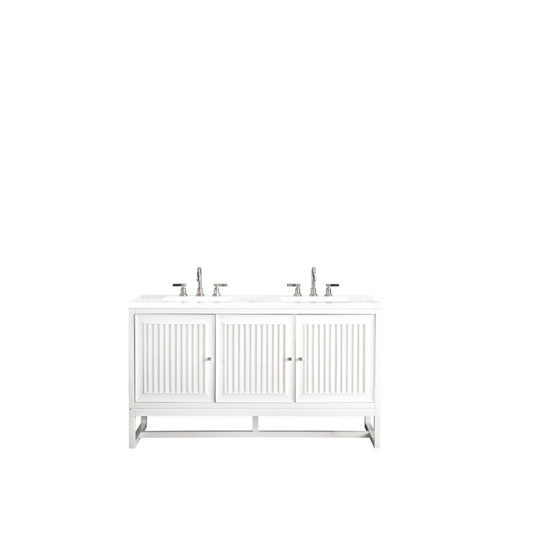 Meuble-lavabo double l 60 po Athens, Blanc lustré, Noctis éthéré, 8" Widespread