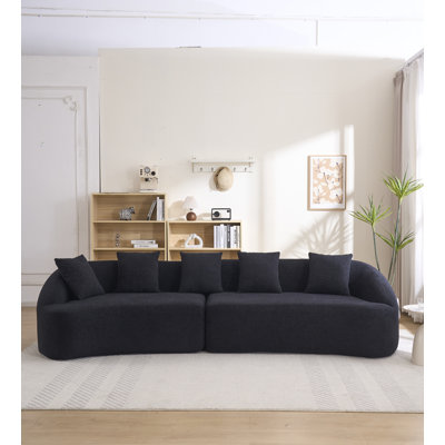 Canapé modulaire incurvé modulaire avec éponge à compression haute densité et revêtement en chenille pour des espaces de vie confortables