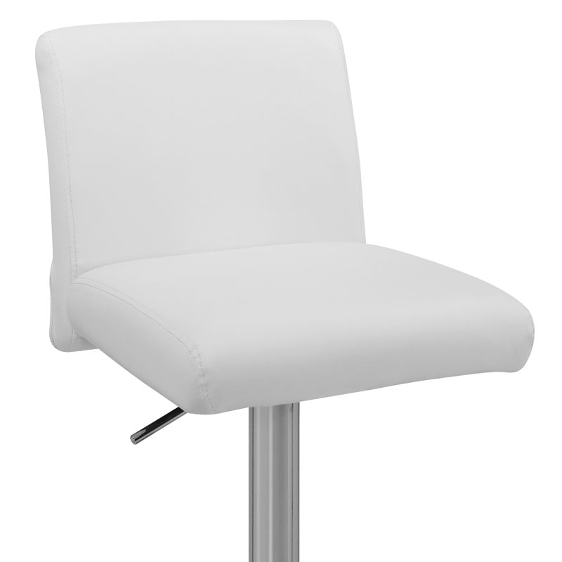 Snella Swivel Upholstered Adjustable Height Bar Stool, White